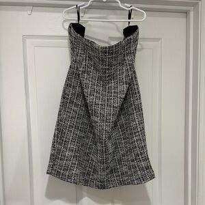 Black and White Tweed Strapless Dress